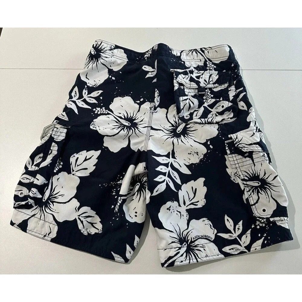 Abercrombie & Fitch Board Shorts Mens 32 Blue Floral Cargo Swim Trunks Tuggers